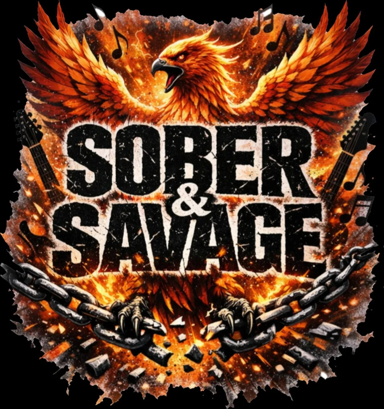 A Phoenix rises as the chains break, declaring you are Sober & Savage!